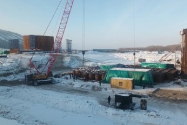 Ленский мост: строители приступили к монтажу коффердама главного пилона 