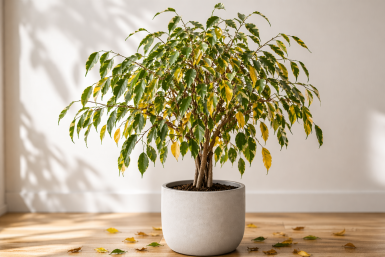 Фикусу Бенджамина в апреле - обязательно: об облысении можно забыть, листья зеленее изумруда