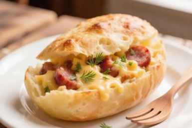 Фаршированный картофель с сыром и колбасой — просто и вкусно