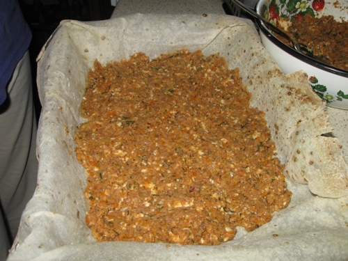 Мясной пирог из лаваша