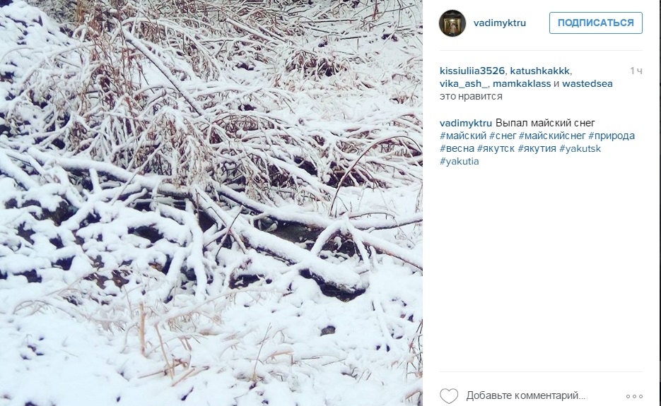 Ночью выпал снег в Якутске