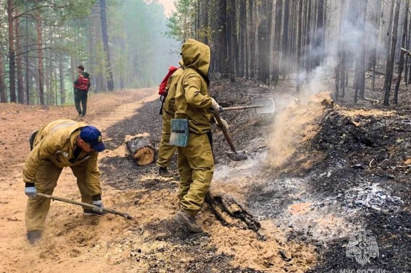 Два лесных пожара действуют недалеко от населенных пунктов в Якутии